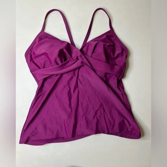 *Bundle Only! Athleta Twist Front Cross Cross Back Eggplant Tankini Size 36 B/C - Picture 1 of 3